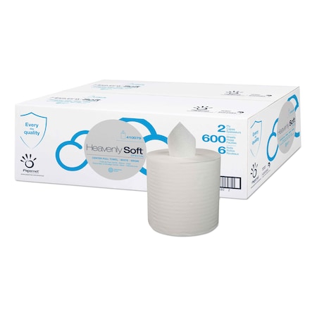 Papernet Heavenly Soft Center-Pull Paper Towels, 2 Ply, 600 Sheets, 450 ft, White 410079